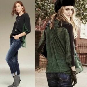 Cabi Together Sweater Chic Navy and Green Blouse Style 3520 Size M